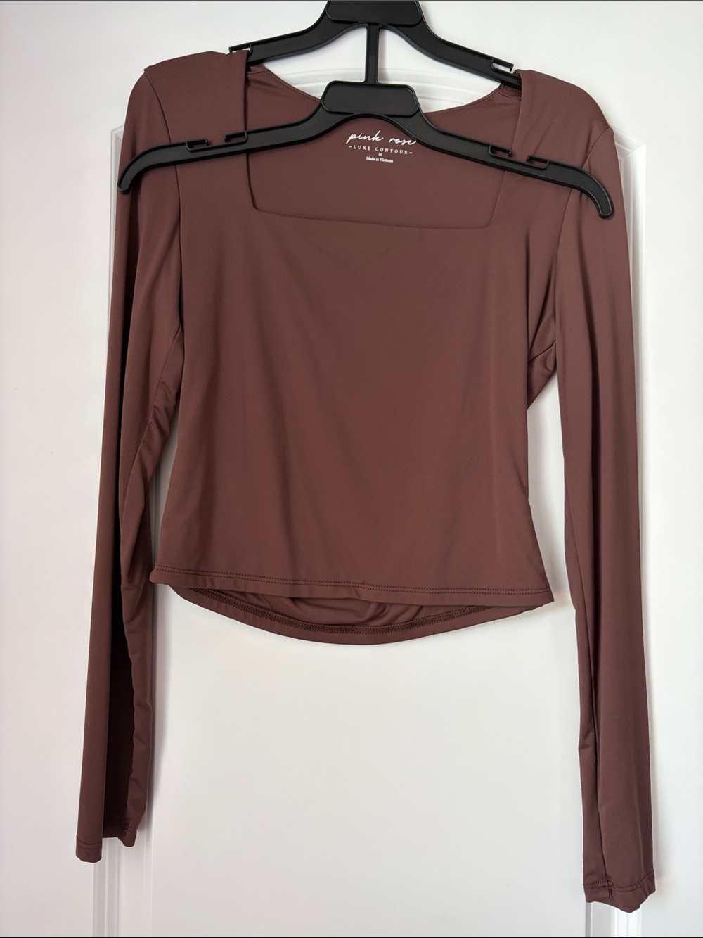 2-pack Pink Rose Brown Square-Neck Long Sleeve Top - Picture 2 of 3